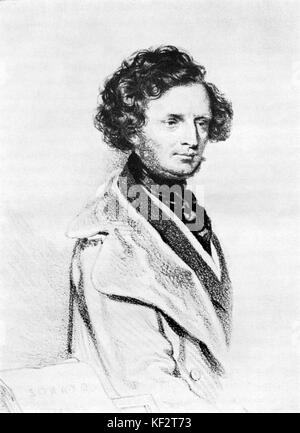 Hector Berlioz, nach einer Lithographie von Kriehuber 1845. Der französische Komponist, 11. Dezember 1803 - 8. März 1869 Stockfoto