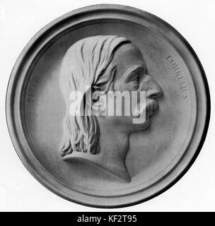 Peter Cornelius, Relief nach dem Medaillon von Konrad Kroll, (Carl August Peter Cornelius). Deutsche Komponist, 24 Dezember 1824 - 26. Oktober 1874. Stockfoto