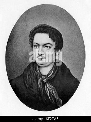Robert A. Schumann - Porträt, im Alter von 21 Jahren. Deutsche Komponist, Ehemann von Clara Schumann (geb. Wieck), 8. Juni 1810 - vom 29. Juli 1856. Stockfoto