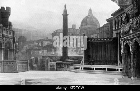 Bühnenbild für "Benvenuto Cellini" Act II scene II. Oper in zwei Akten von Hector Berlioz auf den Memoiren des Florentiner Bildhauer Benvenuto Cellini. Design von Amable. Im Theater de Champs Elysees, 1913 durchgeführt. Foto von Gerschel. HB: der französische Komponist, 11. Dezember 1803 - 8. März 1869 Stockfoto