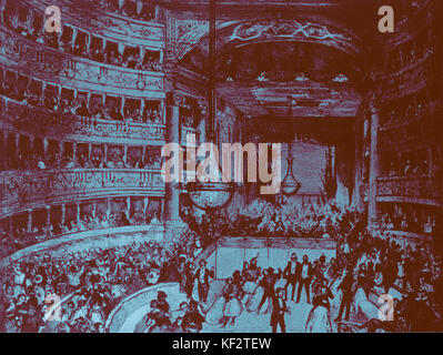 Mailand - Carcano Theater Innenraum-Ball statt, 1803. Verdis La battaglia di Legnano 1859 hier uraufgeführt, Donizettis Anna Bolena hier im Jahre 1830 uraufgeführt. Stockfoto