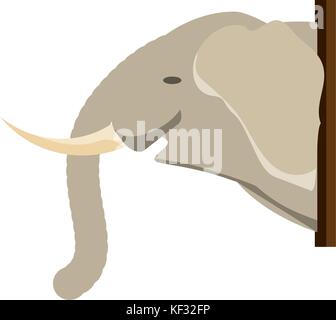 Bunte Tier Trophäe mit Elefanten auf weißem Hintergrund Vector Illustration Stock Vektor