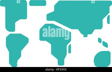 Weltkarte Zeichen und Symbol. Farbe Karte der Welt auf einem weißen Hintergrund. Vector Illustration Stock Vektor