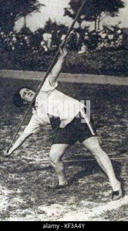 Violette Morris au Lancer du Javelot en Janvier 1923 Stockfoto