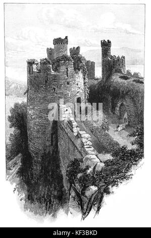 1890: Conwy Castle, eine mittelalterliche Festung in Conwy, an der Nordküste von Wales. Es wurde von Edward I, während seine Eroberung von Wales, zwischen 1283 und 1289. Stockfoto