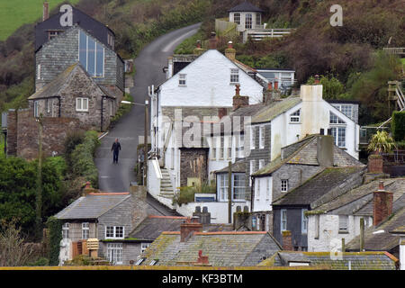 Die north cornwall Dorf Port Isaac, otherwiise als Port wenn in der TV-Serie Doc Martin bekannt. scenic Cornish Dörfer für Touristen und Besucher Stockfoto