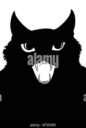 Verärgert schwarze Katze, Vector Illustration. Minimalistisch helloween Hintergrund. Stock Vektor
