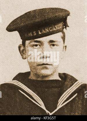 1919 - Porträt des 16 Jahre alten englischen Sailor Boy. Jacky Cornwell V. C, (John Travers Cornwell) junge Held der Schlacht von Jütland - ex-Boy Scout & Armee trainee Freiwillige Stockfoto