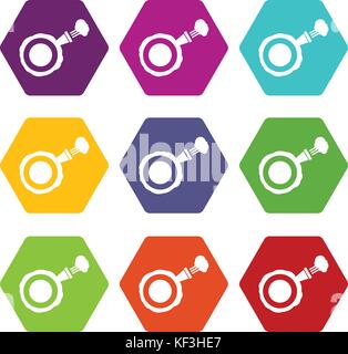 Furzkissen Icon Set Farbe hexaeder Stock Vektor