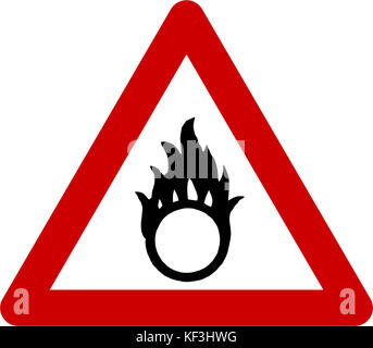 Warnschild mit brandfördernden Stoffen Symbol Stockfoto