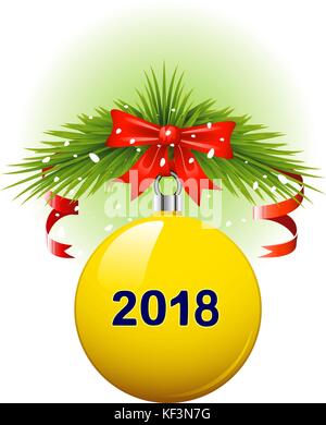 Vector gelb christmas Ball 2018 Stock Vektor