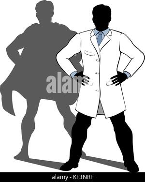 Scientist Super Hero Silhouette Stock Vektor