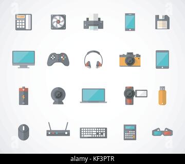 Satz von Technik und Multimedia geräte Symbole. Vector Illustration Stock Vektor