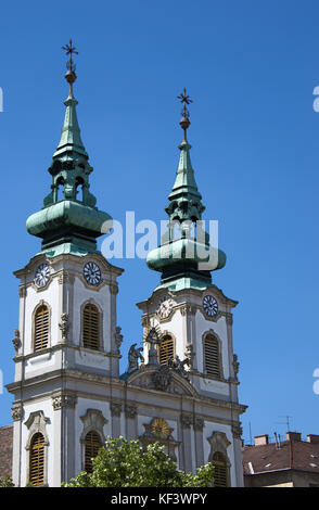 Barocke Türme St. Anna Pfarrkirche Buda Budapest Ungarn Stockfoto