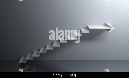 Treppen nach oben mit Pfeil nach rechts – 3D-Rendering Stockfoto