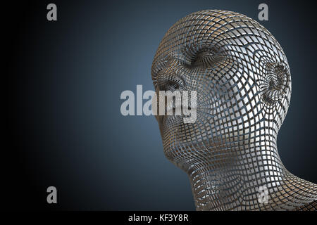 3D-Render von einem Computer erzeugt Kopf. Künstliche verstand Konzept. Stockfoto