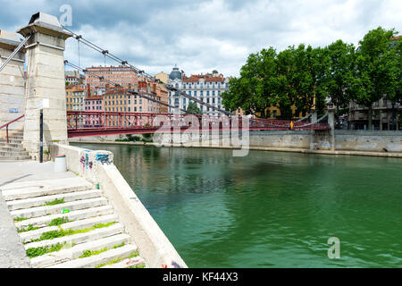 Saint Vincent Fußgängerbrücke über die Saone Fluss, Lyon, Rhône-Alpes, Frankreich Stockfoto