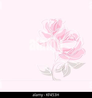 Schöne weiche Farbe rosa Blüten. Kontinuierliche Strichzeichnung. Vector Illustration Stock Vektor