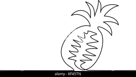 Stilisierte Zeichnung von Ananas. durchgehende dünne Strichzeichnung. Vector Illustration Stock Vektor