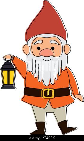 Cute gnome mit Miner lampe Charakter Stock Vektor