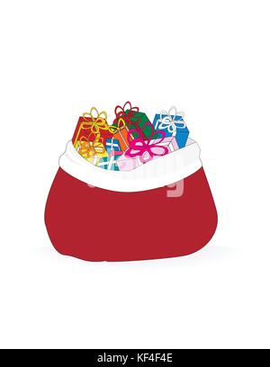 Sack Weihnachten Geschenke auf dem weißen Hintergrund Stock Vektor