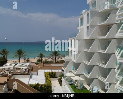 Blick auf das Meer vom 5 Sterne Iberostar Hotel, Arenal, Palma de Mallorca, Spanien Stockfoto