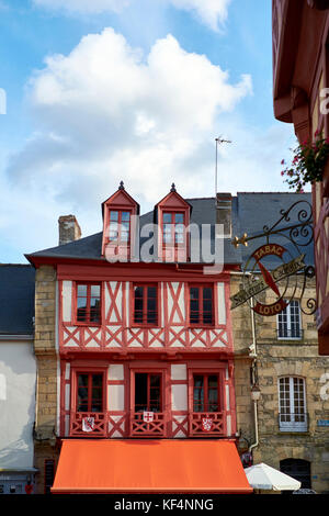 Die mittelalterliche Festung Stadt Josselin im Tal stürzen im Morbihan Bretagne Frankreich. Stockfoto