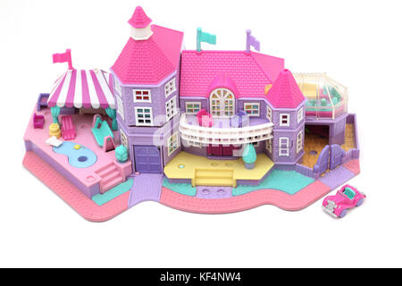 Vintage Spielzeug 90er Polly Pocket Aufleuchten magische Mansion und Auto Stockfoto