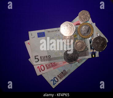 Euro und Pfund Sterling Stockfoto