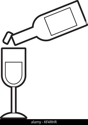 Wein Flasche in ein Weinglas Thanksgiving Feier gießen Stock Vektor