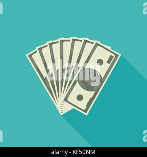 Dollar banknote Flachbild-Symbol Stock Vektor