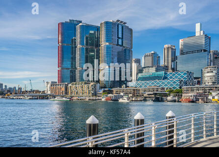 Australien, New South Wales, Sydney, Darling Harbour, der Ausblick auf den Darling Harbour und die barangaroo International Towers Stockfoto