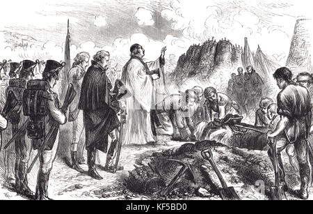 Beerdigung von Simon Fraser, 7. Oktober 1777, Einem britischen General während des Amerikanischen Unabhängigkeitskrieges, der in der Schlacht von Bemis Heights während des Saratoga-Feldzugs getötet wurde, erschossen durch den US-amerikanischen Schützen Timothy Murphy Stockfoto