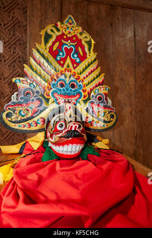 Barong Maske Plok aus Ost Java. Setia Darma Haus von Masken und Puppen, Mas, Ubud, Bali, Indonesien. Stockfoto