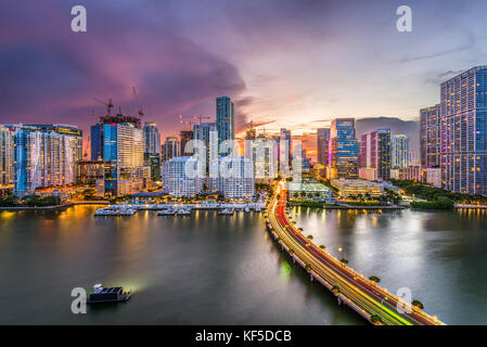 Die Innenstadt von Skyline von Miami, Florida, USA. Stockfoto