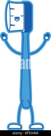 Zahnbürste Cartoon in blau Silhouette Stock Vektor
