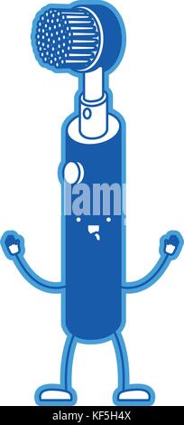 Elektrische Zahnbürste Cartoon in blau Silhouette Stock Vektor
