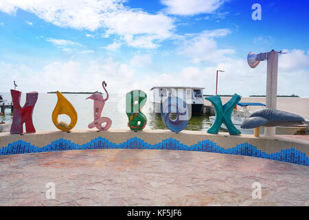 Insel Holbox Wort Zeichen bann in Quintana Roo Mexiko Stockfoto