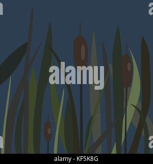 Bush von Sumpf, Schilf am See. Vector Illustration Stock Vektor