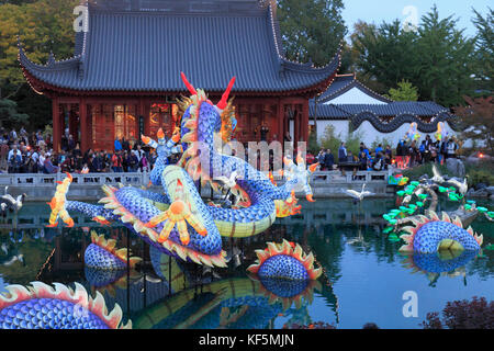 Kanada, Quebec, Montreal, Botanischer Garten, chinesischen Garten, Laternenfest, Gärten von Licht, Stockfoto