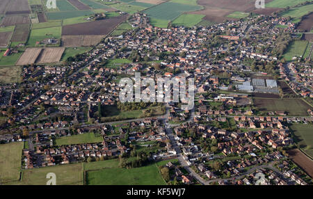 Luftaufnahme von Crowle, einer kleinen Stadt in North Lincolnshire, Großbritannien Stockfoto