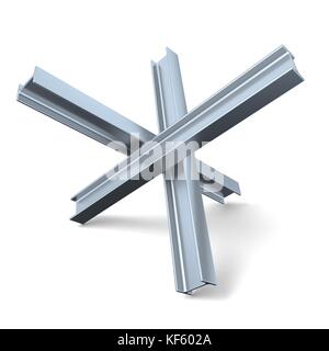 Stahl Straße Barriere in Form von Anti-tank der Tschechischen hedgehog Hindernis 3D-Render Abbildung auf weißem Hintergrund Stockfoto