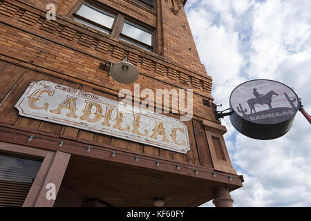 Dezember 25, 2015 Fort Worth, Texas, USA: caillac Cantina Restaurant store Front in einem historischen hundertjährigen Gebäude am Die stockyards Stockfoto