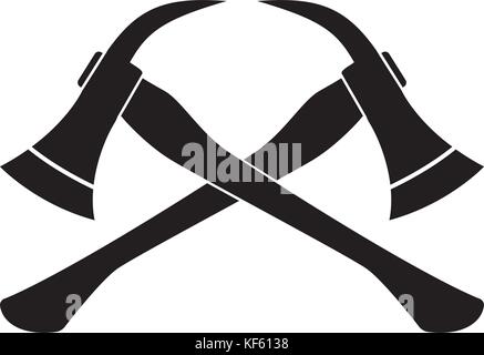 Silhouette der gekreuzten Feuerwehrmänner Achsen Stock Vektor