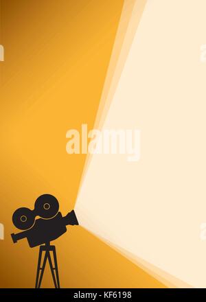Silhouette von Kino Kamera auf gelbe Banner Stock Vektor
