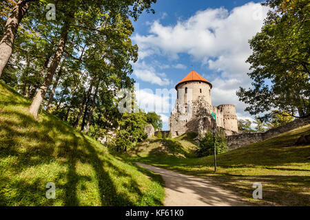 Ruinen der Burg Cesis, Lettland Stockfoto