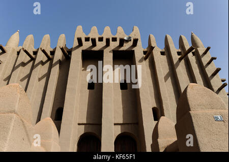 MALI Mopti, der Großen Moschee, ein Irdenes Struktur in der traditionellen Sudanesischen Stil zwischen 1936 und 1943 erbaut, ist häufig die Moschee von Komoguel genannt. rebuild von Aga Khan Foundation, UNESCO Welterbe/Grosse Moschee aus Lehm ist UNESCO Weltkulturerbe Stockfoto