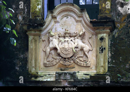 Galle Fort Galle Südprovinz Sri Lanka alte Tor von Fort mit dem britischen königlichen Wappen und Motto Dieu Et Mon Droit Stockfoto