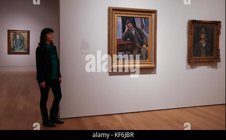 National Portrait Gallery, London, Großbritannien. Oktober 2017. Selbstporträts von Paul Cézanne, gemalt in den Jahren 1885 und 1886, werden zum ersten Mal in Großbritannien in einer Ausstellung, Cézanne Portraits, in der National Portrait Gallery, London, am Donnerstag, 26. Oktober 2017 gezeigt. Die Ausstellung versammelt erstmals über fünfzig Porträts Cézannes aus Sammlungen aus aller Welt. Die Ausstellung umfasst auch eine Reihe von Werken, die zuletzt in den 1920er und 1930er Jahren in Großbritannien ausgestellt wurden. Kredit: Dinendra Haria/Alamy Live News Stockfoto