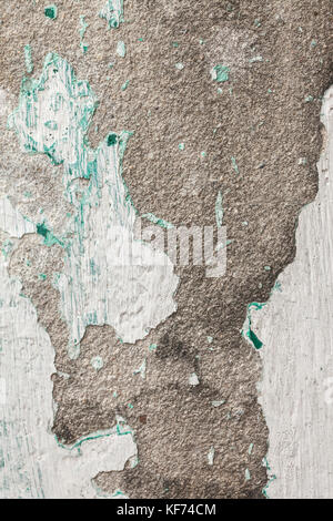 Textur, Muster, Hintergrund. alte Farbe. Beton Wand Risse im Lack, Farbe abstrakt hinter dem Beton. Mit weißem Ton farbe Flocken aus im Laufe der Zeit Stockfoto
